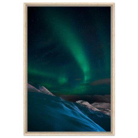 "Celestial Veil" – Dancing Lights Over Arctic Silence Fine Art Photography | Northern Lights Wall Art Print - Framed Canvas - 60x90 cm / 24x36″ - Wood frame