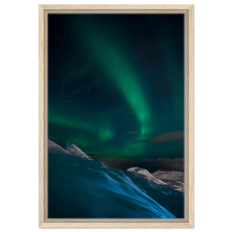 "Celestial Veil" – Dancing Lights Over Arctic Silence Fine Art Photography | Northern Lights Wall Art Print - Framed Canvas - 40x60 cm / 16x24″ - Wood frame
