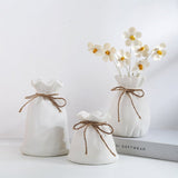 Ceramic Lucky Bag Vase – Modern Decorative Flower Vases for Home & Office - Medium Lucky Bag - White - 