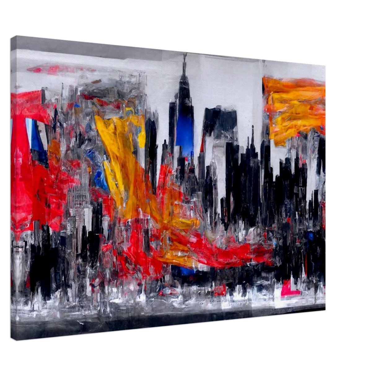 Urban Inferno â€“ Abstract Cityscape Wall Art PrintFramed Canvas50x75 cm / 20x30â€³