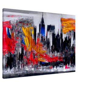 Urban Inferno â€“ Abstract Cityscape Wall Art PrintFramed Canvas50x75 cm / 20x30â€³