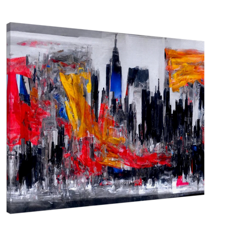 Urban Inferno â€“ Abstract Cityscape Wall Art PrintFramed Canvas50x75 cm / 20x30â€³