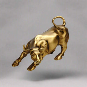 Charging Bull Resin Sculpture – Modern Desktop Décor - Gold - 