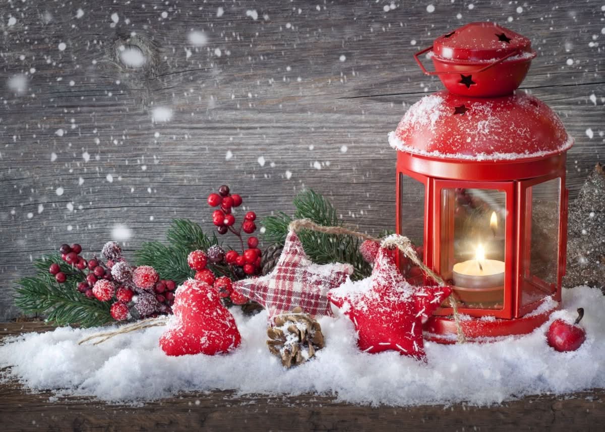 Christmas Warmth - Lantern and Snowy Decor | Christmas Collection | 3 Design Options - 30x45 cm / 12x18″ - Design Option 1 - Acrylic Print