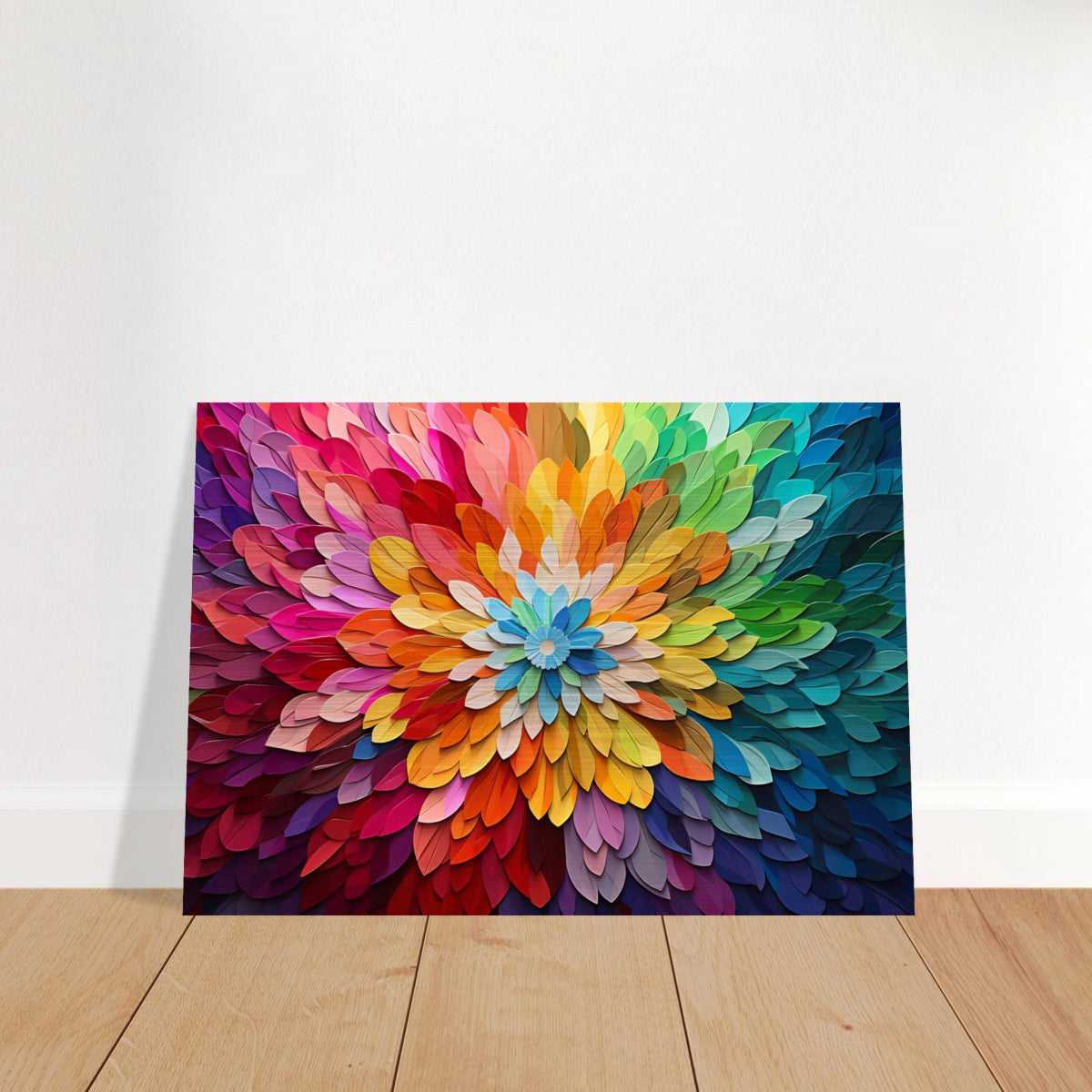 Chromatic Bloom | Contemporary Abstract Floral Composition | 70 x 100 CM - Brushed Aluminum Print - 