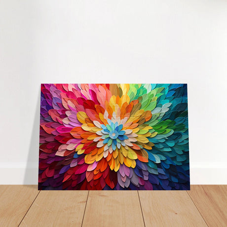 Chromatic Bloom | Contemporary Abstract Floral Composition | 70 x 100 CM - Brushed Aluminum Print - 