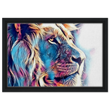 Chromatic King – Vibrant Abstract Lion Wall Art Print - Framed Canvas - 30x45 cm / 12x18″ - Black frame