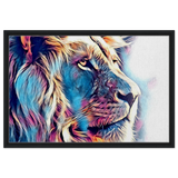 Chromatic King – Vibrant Abstract Lion Wall Art Print - Framed Canvas - 50x75 cm / 20x30″ - Black frame