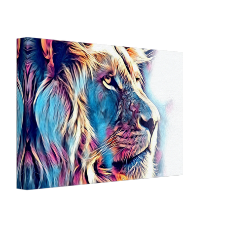 Chromatic King – Vibrant Abstract Lion Wall Art Print - Canvas - 20x30 cm / 8x12″ - 