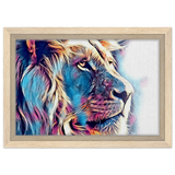 Chromatic King – Vibrant Abstract Lion Wall Art Print - Framed Canvas - 20x30 cm / 8x12″ - Wood frame