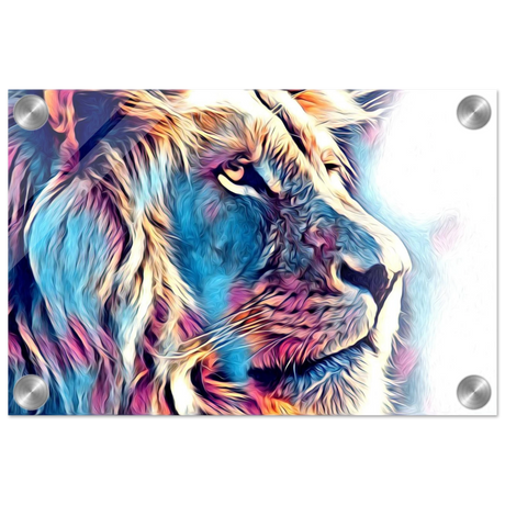 Chromatic King – Vibrant Abstract Lion Wall Art Print - Acrylic Print - 20x30 cm / 8x12″ - 