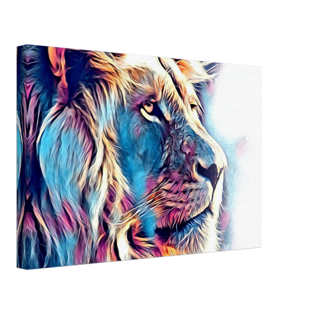 Chromatic King – Vibrant Abstract Lion Wall Art Print - Canvas - 30x45 cm / 12x18″ - 