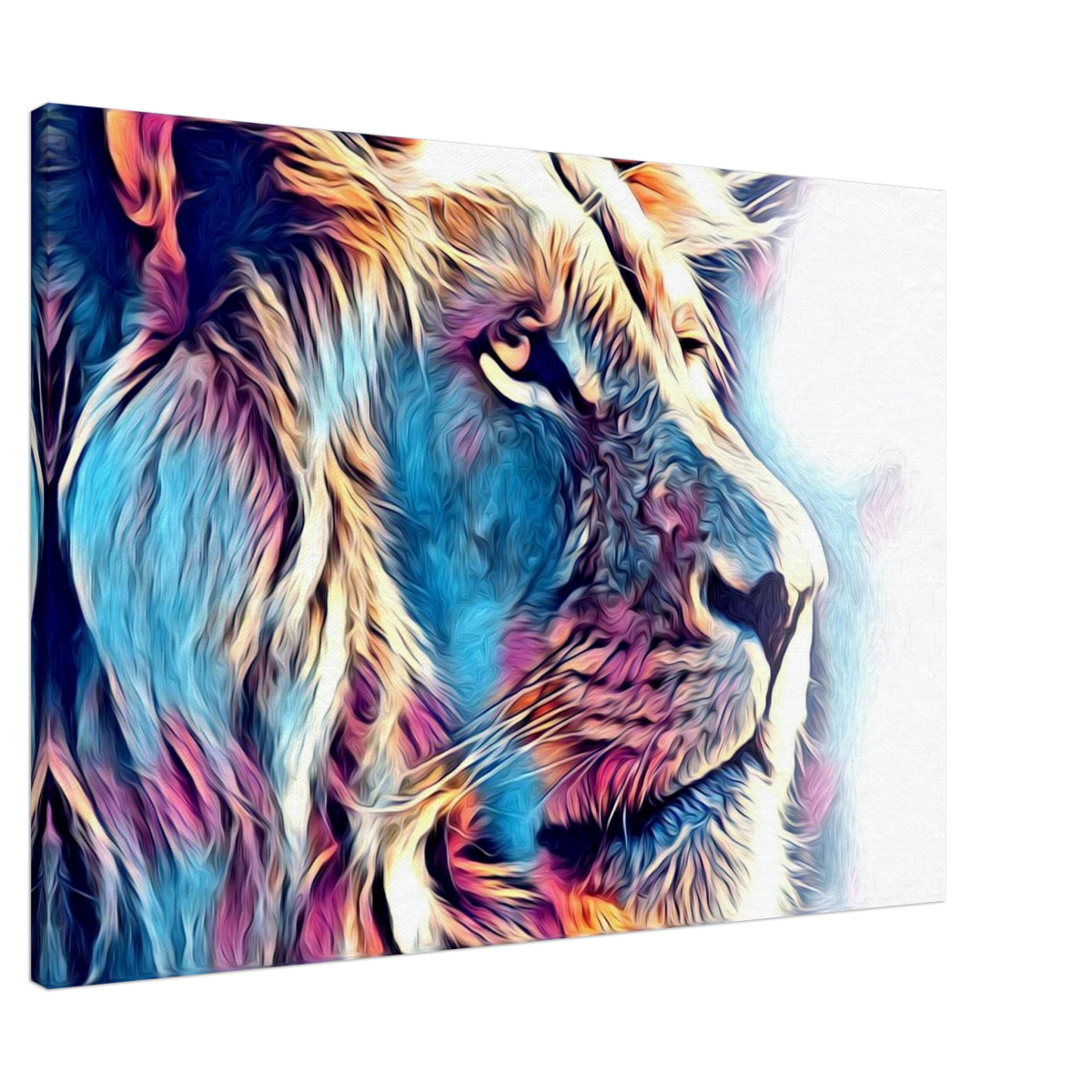 Chromatic King – Vibrant Abstract Lion Wall Art Print - Canvas - 70x100 cm / 28x40″ - 