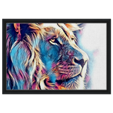 Chromatic King – Vibrant Abstract Lion Wall Art Print - Framed Canvas - 40x60 cm / 16x24″ - Black frame