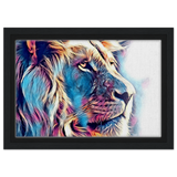 Chromatic King – Vibrant Abstract Lion Wall Art Print - Framed Canvas - 20x30 cm / 8x12″ - Black frame