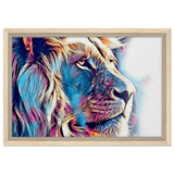 Chromatic King – Vibrant Abstract Lion Wall Art Print - Framed Canvas - 30x45 cm / 12x18″ - Wood frame