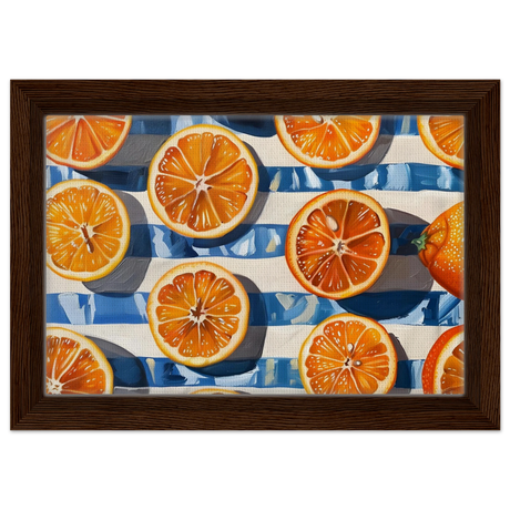 “Citrus Splash” | Wall Art Print - Framed Canvas - 20x30 cm / 8x12″ - Dark wood frame