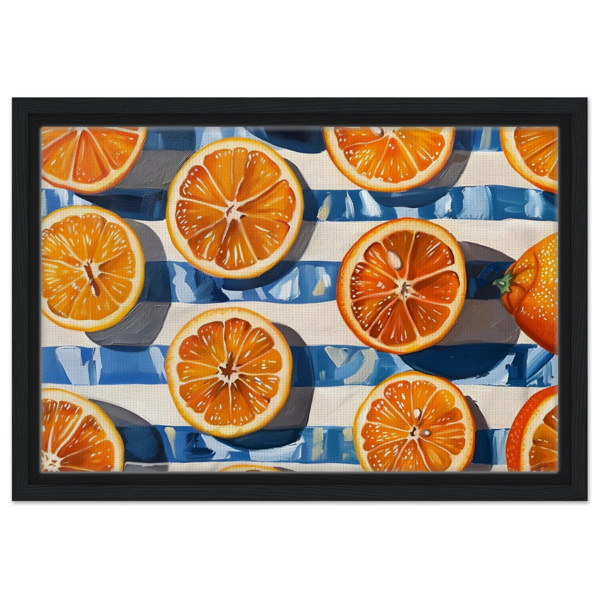“Citrus Splash” | Wall Art Print - Framed Canvas - 30x45 cm / 12x18″ - Black frame
