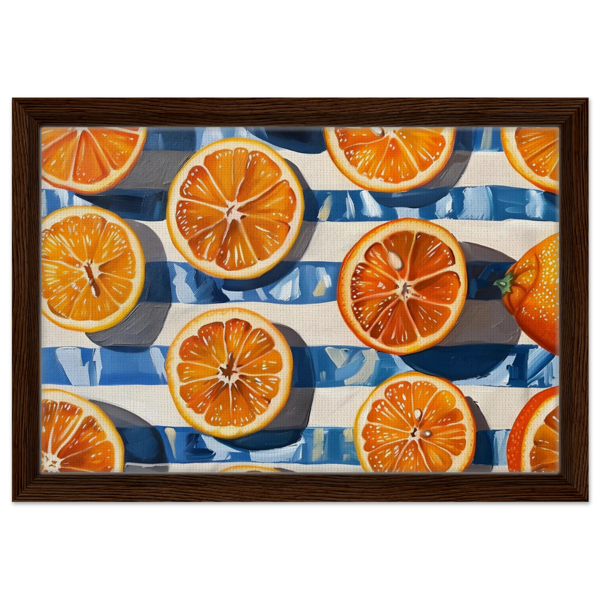 “Citrus Splash” | Wall Art Print - Framed Canvas - 30x45 cm / 12x18″ - Dark wood frame