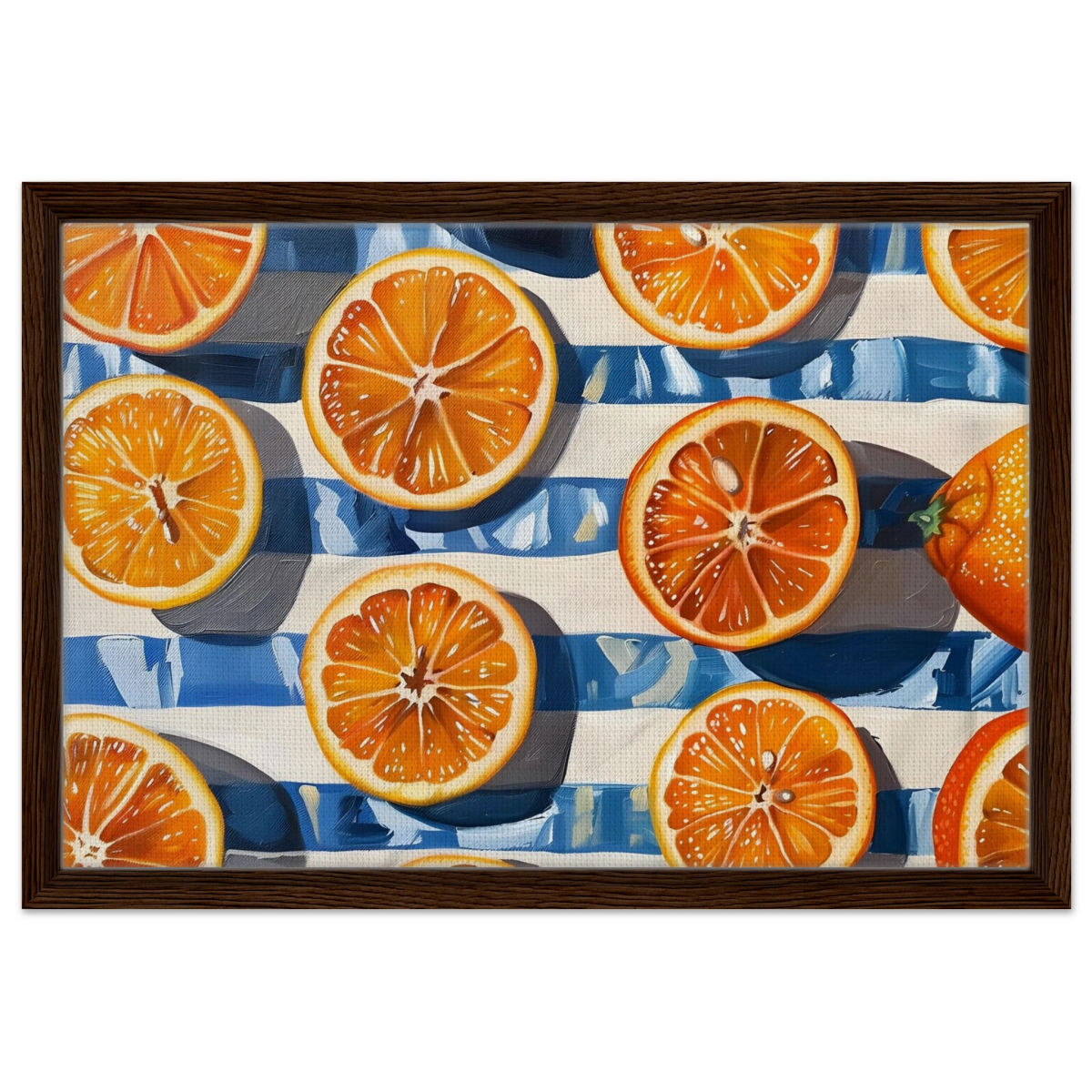 “Citrus Splash” | Wall Art Print - Framed Canvas - 40x60 cm / 16x24″ - Dark wood frame