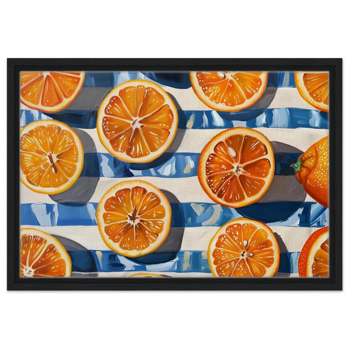 “Citrus Splash” | Wall Art Print - Framed Canvas - 40x60 cm / 16x24″ - Black frame