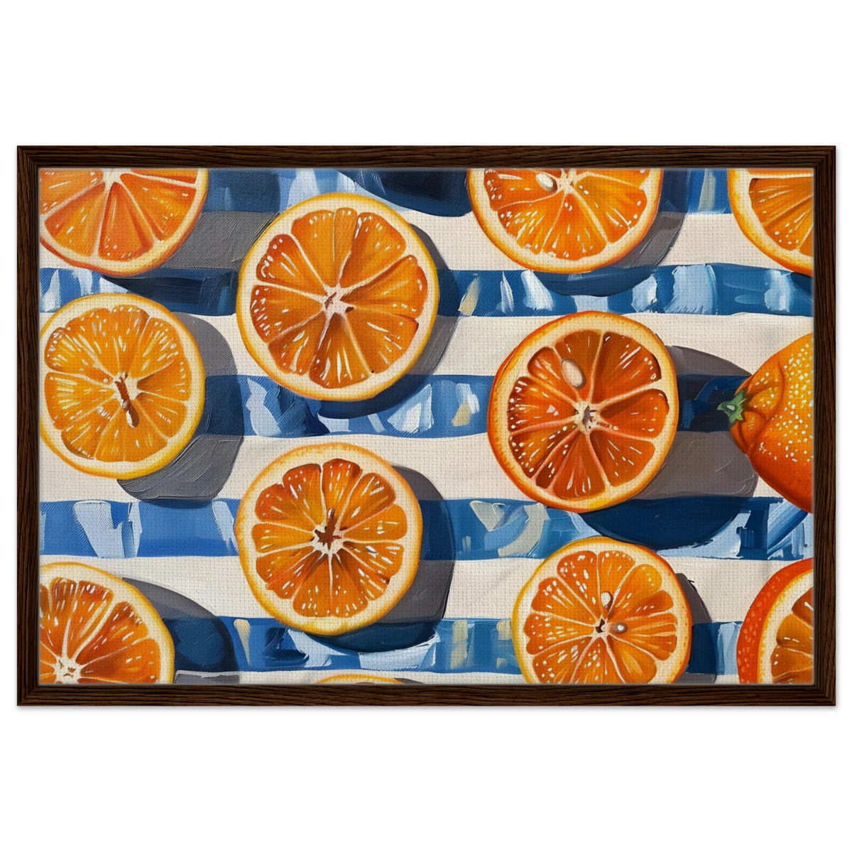 “Citrus Splash” | Wall Art Print - Framed Canvas - 60x90 cm / 24x36″ - Dark wood frame