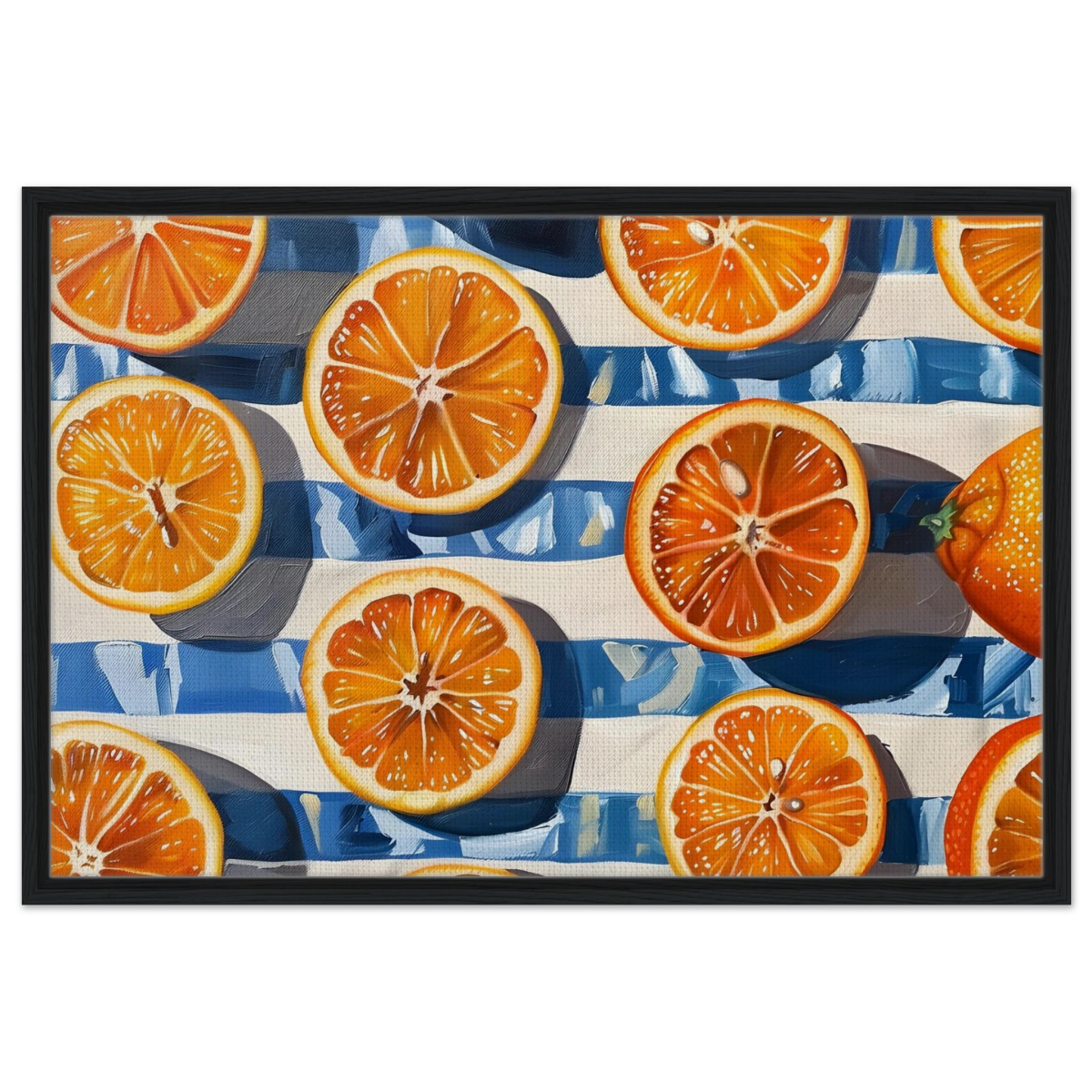 “Citrus Splash” | Wall Art Print - Framed Canvas - 60x90 cm / 24x36″ - Black frame