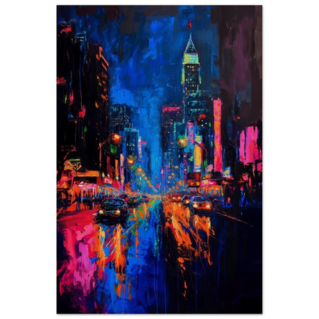 City Lights Symphony | Abstract Cityscape Art - Wood Prints - 30x45 cm / 12x18″ - 