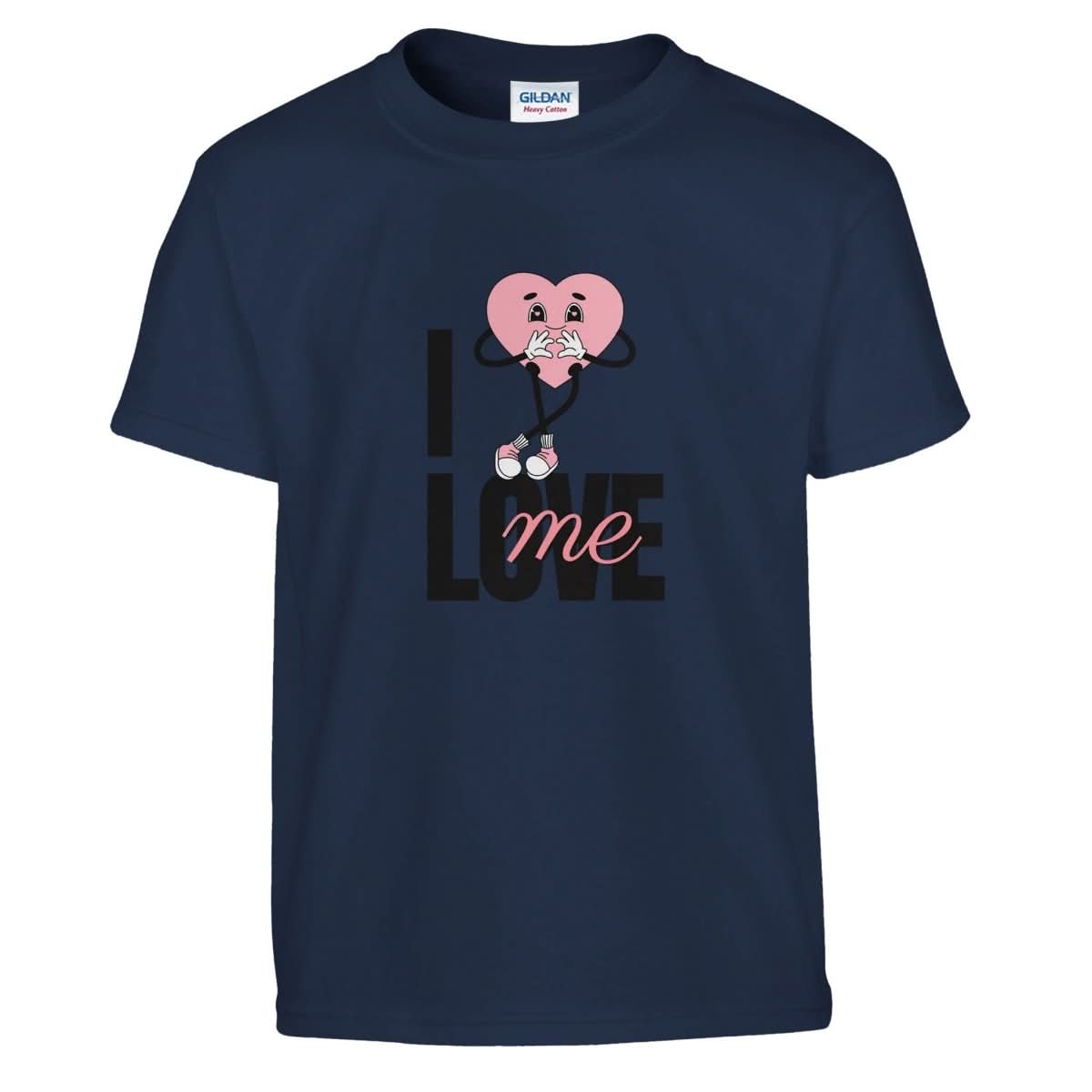 Classic Kids Crewneck T-shirt | I Love Me - M - Navy - 