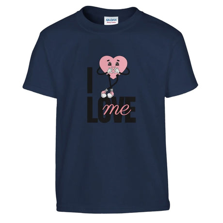 Classic Kids Crewneck T-shirt | I Love Me - M - Navy - 