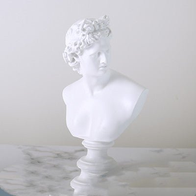 Classical Athena & Apollo Bust Sculptures – Modern Resin Artwork - Blue - 