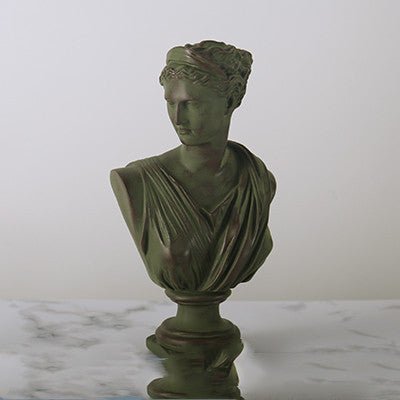 Classical Athena & Apollo Bust Sculptures – Modern Resin Artwork - Blue - 