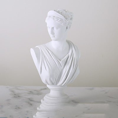 Classical Athena & Apollo Bust Sculptures – Modern Resin Artwork - Venus White - 