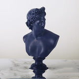 Classical Athena & Apollo Bust Sculptures – Modern Resin Artwork - Blue - 
