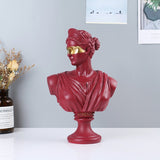 Classical Athena & Apollo Bust Sculptures – Modern Resin Artwork - Red gold - 
