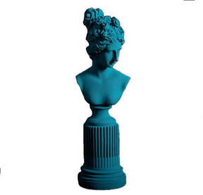 Classical Goddess Resin Bust Sculptures – Colourful Home Décor Collection (Yellow, White, Teal) - Blue - 