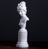 Classical Goddess Resin Bust Sculptures – Colourful Home Décor Collection (Yellow, White, Teal) - White - 