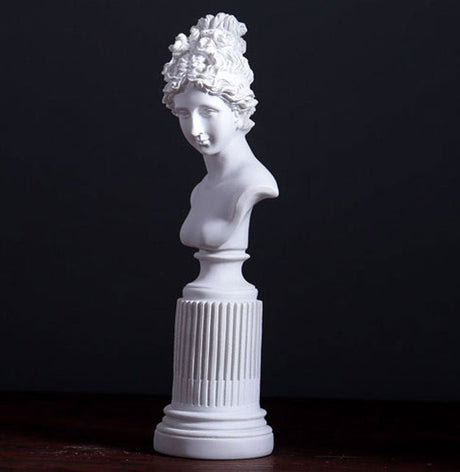 Classical Goddess Resin Bust Sculptures – Colourful Home Décor Collection (Yellow, White, Teal) - White - 