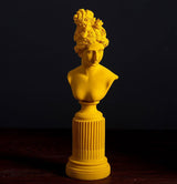 Classical Goddess Resin Bust Sculptures – Colourful Home Décor Collection (Yellow, White, Teal) - Yellow - 