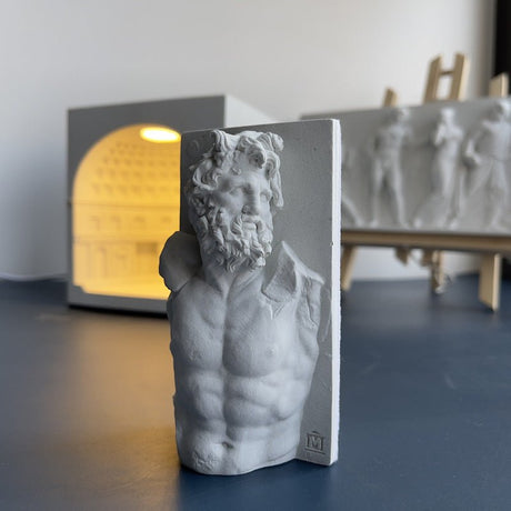 Classical Greek Bust Sculpture – Mythological Torso Décor - White - 
