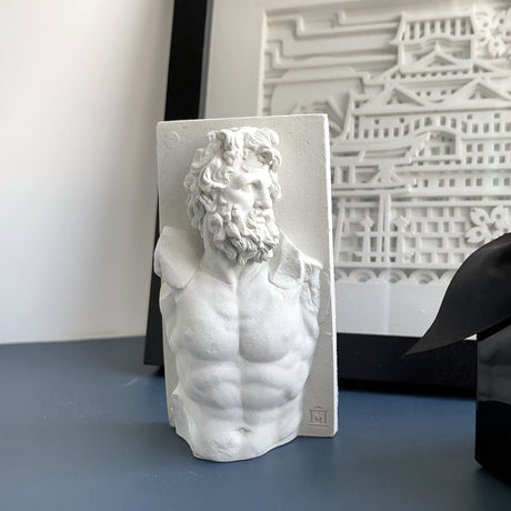 Classical Greek Bust Sculpture – Mythological Torso Décor - White - 
