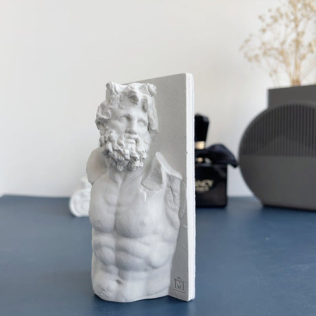 Classical Greek Bust Sculpture – Mythological Torso Décor - White - 
