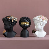Classical Resin Head Bust Sculpture – Decorative Portrait Statue Ornament - Butterfly Muse - Bla - 