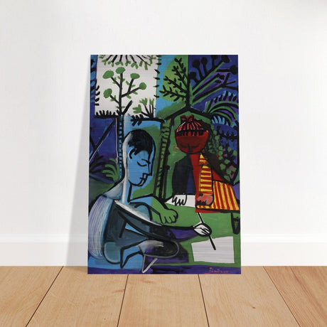 Claude and Paloma Playing by Pablo Picasso 1950 - Brushed Aluminum Print - 70x100 cm / 28x40″ - 