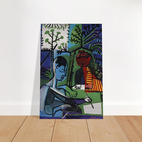 Claude and Paloma Playing by Pablo Picasso 1950 - Brushed Aluminum Print - 50x75 cm / 20x30″ - 
