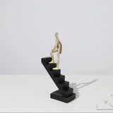 Climbing the Stairs Resin Sculpture – Modern Abstract Figurine of Progress & Ambition - One Figure Climbing - 