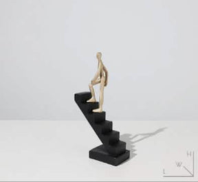 Climbing the Stairs Resin Sculpture – Modern Abstract Figurine of Progress & Ambition - One Figure Climbing - 