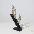 Climbing the Stairs Resin Sculpture – Modern Abstract Figurine of Progress & Ambition - Three Figures Climbing - 