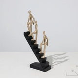 Climbing the Stairs Resin Sculpture – Modern Abstract Figurine of Progress & Ambition - Three Figures Climbing - 