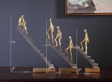 Climbing Thinker Sculpture – Modern Gold Abstract Art Décor - A - 